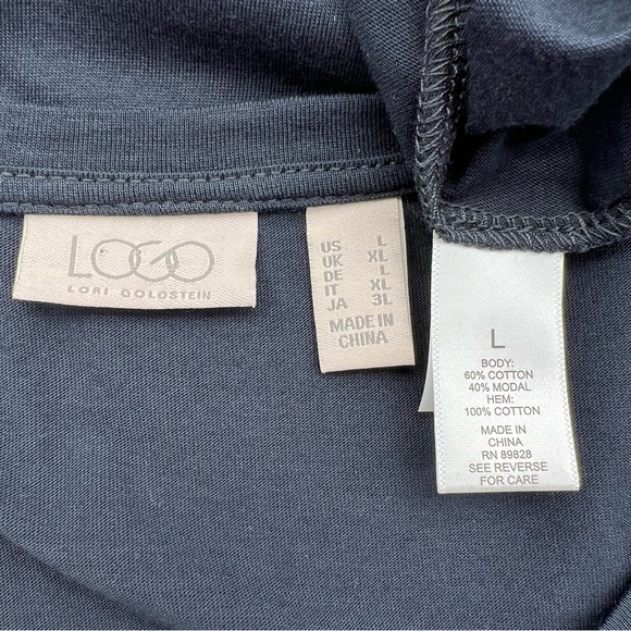 LOGO by Lori Goldstein Scoop Neck SS Pullover Dress Eyelet Ruffle Black Large - Picture 3 of 7